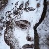 Artă pe omăt: Un tânăr din Hunedoara, creaţie spectaculoasă cu frunze uscate pe zăpadă