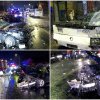 Impact dezastruos în Florești, Cuj. Trei adulți și un copil, răniți după ce două mașini și un autobuz s-au făcut praf pe șosea