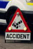 O mașină s-a răsturnat pe șosea, în Capitală, în urma unui accident
