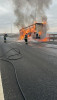 FOTO | Un TIR a luat foc și a ars ca o torță pe un viaduct din Sibiu