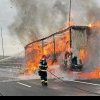 FOTO: Un camion a luat foc pe autostrada A1 Sebeș-Sibiu. Pompierii acționează pentru stingerea incendiului