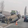 Mașină răsturnată pe drumul Satu Mare- Oradea.