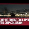 (VIDEO) Podul Francis Scott Key s-a prăbușit după ce o navă cargo s-a ciocnit de un pilon al acestuia