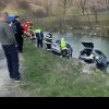 FOTO/VIDEO: O șoferiță începătoare, cu doi copii în mașină, s-a izbit de o altă mașină, ajungând în râul Sălăuța