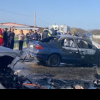 Accident teribil în Dolj! O mașină a luat foc după coliziunea cu un alt autoturism / Foto
