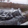 Un șofer a ars de viu în mașină, pe centura municipiului Caracal / FOTO