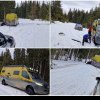 FOTO-VIDEO: Doi turiști străini au rămas înzăpeziți cu mașina pe DN 67C Transalpina. Au fost salvați de jandarmii montani