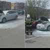 VIDEO INCENDIU la Alba Iulia, în parcarea de la Dedeman: O mașină a luat foc