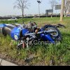 Accident in zona sensului giratoriu de la Mihail Kogalniceanu, judetul Constanta: Politista de la Imigrari Galati, ranita dupa ce s-a rasturnat cu motocicleta (FOTO+VIDEO)