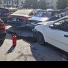 Carambol pe o stradă din Pitești. Cinci mașini au fost implicate. O femeie a ajuns la spital cu probleme la un picior