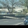 Pericol grav pe Șoseaua Fundeni: Stâlpi prăbușiți în mijlocul drumului, din cauza vântului