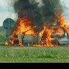 Mașina în care patru muncitori români se duceau la lucru a luat foc din senin într-un sens giratoriu, în Belgia