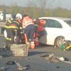 Şoferiţă rănită după o coliziune într-un nod rutier de pe A1, în Timiş. Traficul, blocat pe un sens