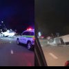 (video) Accident nocturn în capitală: O mașină s-a răsturnat la ieșirea din oraș