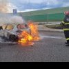 Intervenție a pompierilor militari din Aiud pe Autostrada A10, pentru stingerea unui incendiu izbucvnit la un autoturism