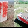 FOTO: Dosar penal deschis de Poliția Alba după ce persoane necunoscute au vandalizat o piatră de tip monument la Ighiu
