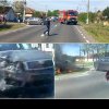 O motocicletă pe care se aflau două persoane a luat foc în urma impactului cu un autoturism, la Mândruloc