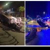 VIDEO EXCLUSIV- Imagini de pe camerele de supraveghere cu accidentul în care un șofer beat a ”zburat” prin sensul giratoriu din Florești, județul Cluj