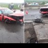 Ferrari făcut praf într-un accident rutier, între Turda și Cluj-Napoca. 2 bărbați au ajuns la spital - FOTO
