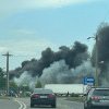Incendiu cu degajări mari de fum în curtea comună a unor firme din Timișoara