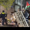 (video) Cu buldozerul peste baricade. Demonstrație pro-palestiniană și la Universitatea din Amsterdam, oprită de Poliție