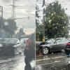 Accident pe strada Oașului din Cluj! Pe fondul carosabilului umed, șoferul a pierdut controlul volanului pe liniile de tramvai-FOTO