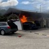 Maşină în flăcări într-o spălătorie auto din Borşa – video