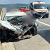 Cluj- Accident pe autostrada A3, pe fondul carosabilului umed. O mașină s-a răsturnat și două persoane au fot rănite